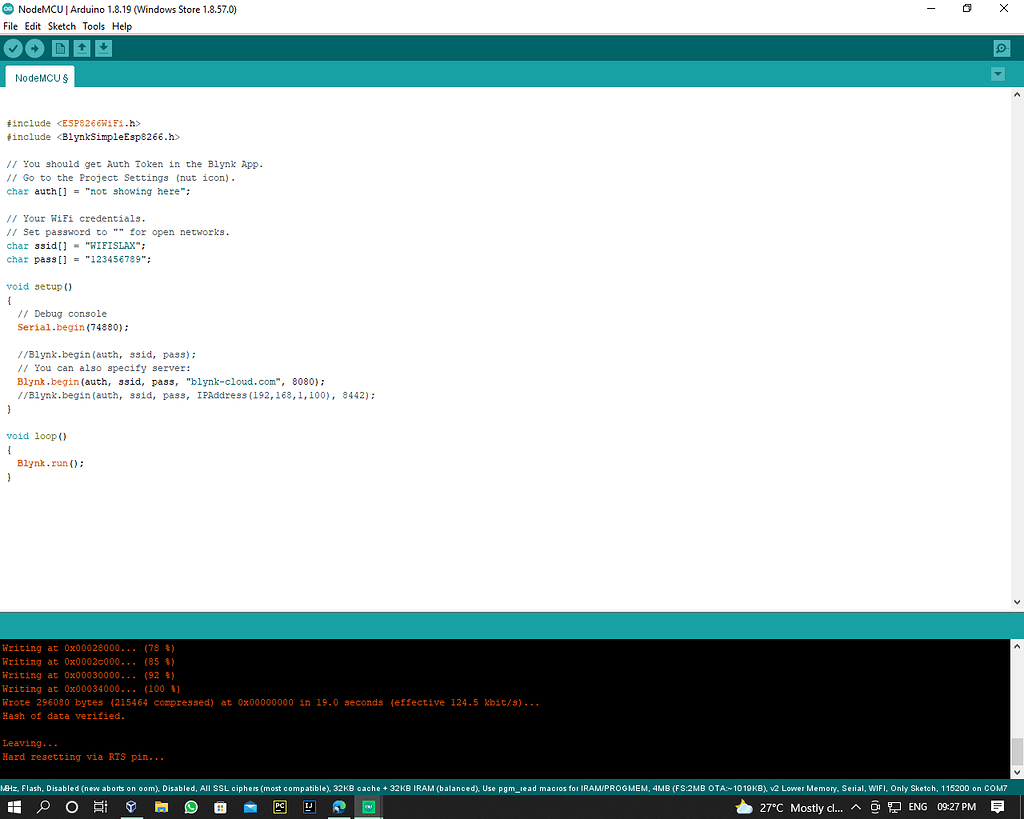 Nodemcu is connected to my wifi but Blynk is still offline - Solved ...