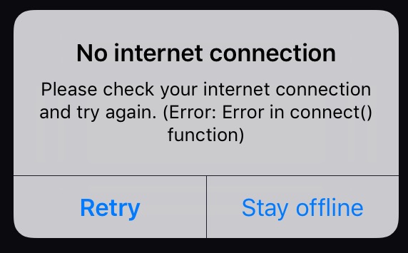 erro sem conexão com a Internet