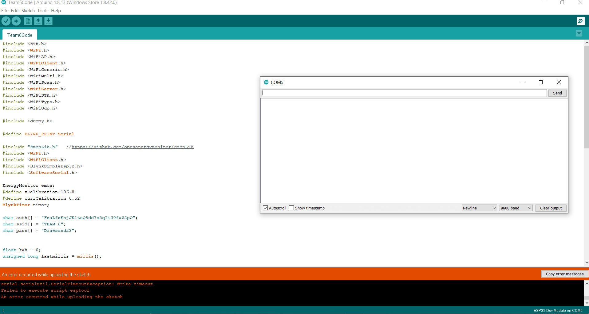 Invalid Auth. Token error - Need Help With My Project - Blynk Community